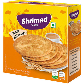 Shrimad Snacks Plain Bhakri Roasted Wheat Snacks, 200 g