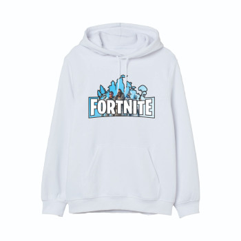 Al Amal Fortnite Trendy Hoodie Asymmetric neck Fleece Fabric Friendly to skin,Unisex Kids White