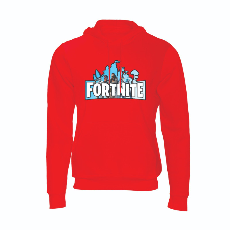 Al Amal Fortnite Trendy Hoodie Asymmetric neck Fleece Fabric Friendly to skin,Unisex Kids Red