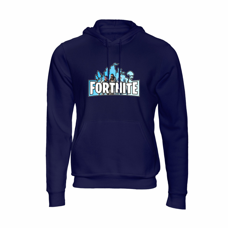 Al Amal Fortnite Trendy Hoodie Asymmetric neck Fleece Fabric Friendly to skin,Unisex adult Navy Blue
