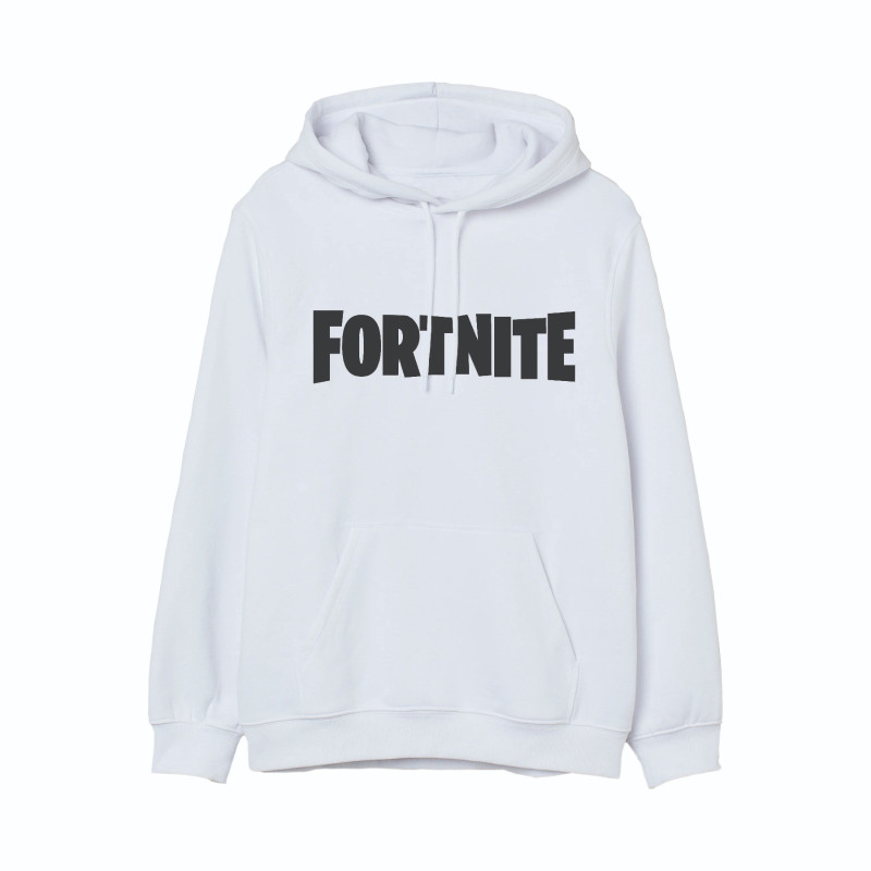 Al Amal Fortnite Casual Hoodie Asymmetric neck Fleece Fabric Friendly to skin,Unisex Kids White