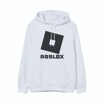Al Amal Roblox Hoodie with Logo Asymmetric neck Fleece Fabric Friendly to skin,Unisex kids White