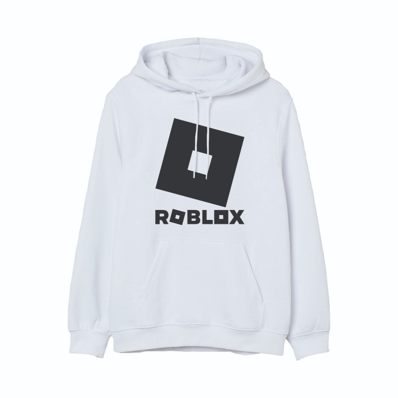 Al Amal Roblox Hoodie with Logo Asymmetric neck Fleece Fabric Friendly to skin,Unisex kids White