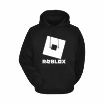 Al Amal Roblox Hoodie with Logo Asymmetric neck Fleece Fabric Friendly to skin,Unisex adult Black
