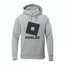 Al Amal Roblox Hoodie with Logo Asymmetric neck Fleece Fabric Friendly to skin,Unisex adult Gray