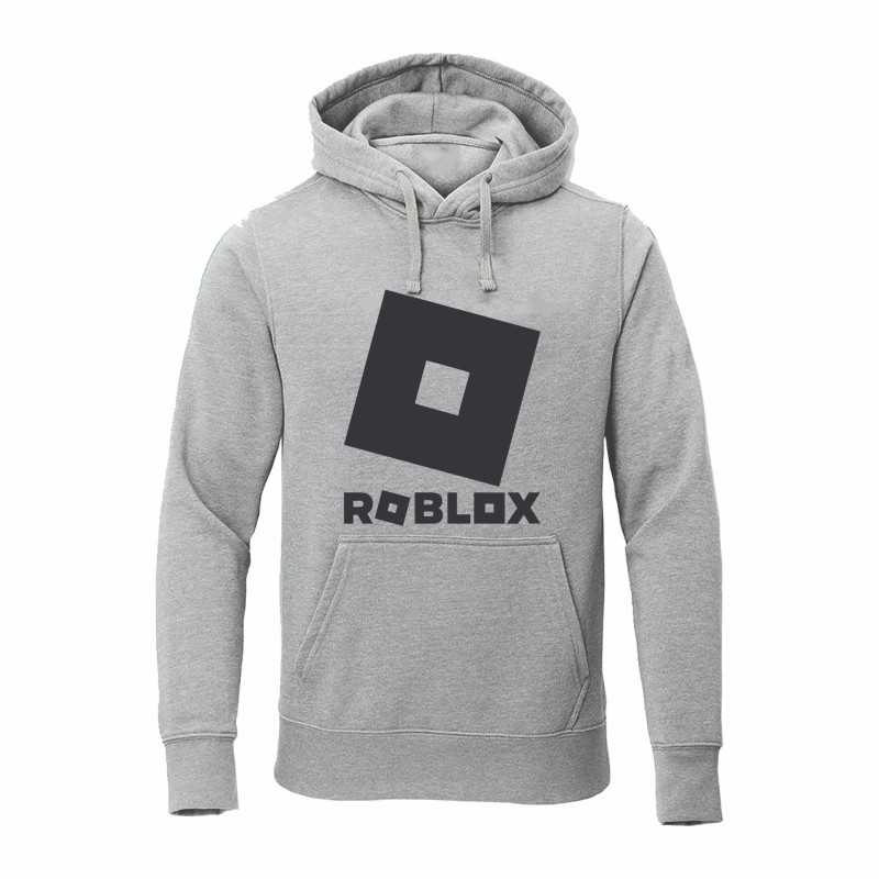 Al Amal Roblox Hoodie with Logo Asymmetric neck Fleece Fabric Friendly to skin,Unisex adult Gray