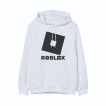 Al Amal Roblox Hoodie with Logo Asymmetric neck Fleece Fabric Friendly to skin,Unisex adult White
