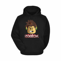 Al Amal Roblox Trendy  Kids Hoodie with logo Asymmetric neck Fleece Fabric Friendly to skin,Unisex kids Black