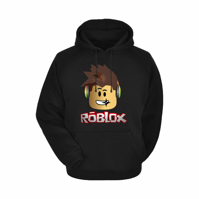 Al Amal Roblox Trendy Kids Hoodie with logo Asymmetric neck Fleece Fabric Friendly to skin,Unisex kids Black