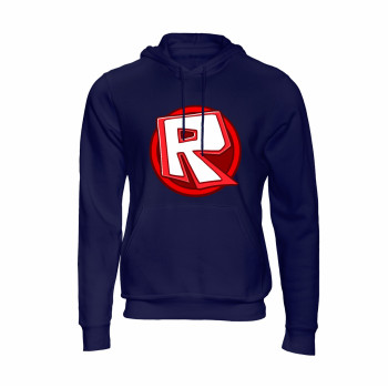 Al Amal Roblox Trendy  Kids Hoodie with logo Asymmetric neck Fleece Fabric Friendly to skin,Unisex kids Navy Blue