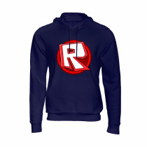 Al Amal Roblox Trendy  Kids Hoodie with logo Asymmetric neck Fleece Fabric Friendly to skin,Unisex kids Navy Blue
