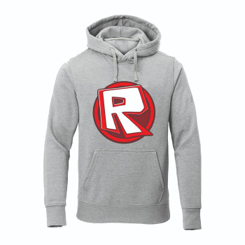Al Amal Roblox Trendy  Kids Hoodie with logo Asymmetric neck Fleece Fabric Friendly to skin,Unisex kids Gray