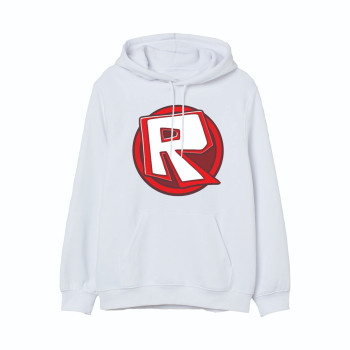 Al Amal Roblox Trendy  Kids Hoodie with logo Asymmetric neck Fleece Fabric Friendly to skin,Unisex kids White