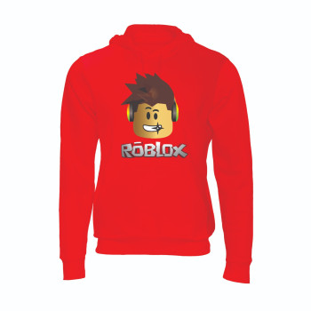 Al Amal Roblox Trendy  Kids Hoodie with logo Asymmetric neck Fleece Fabric Friendly to skin,Unisex kids Red