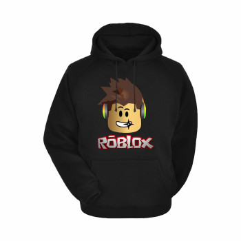 Al Amal Roblox Trendy Kids Hoodie with logo Asymmetric neck Fleece Fabric Friendly to skin,Unisex adult Black