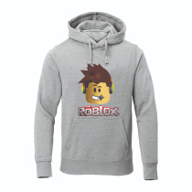 Al Amal Roblox Trendy  Kids Hoodie with logo Asymmetric neck Fleece Fabric Friendly to skin,Unisex adult Gray