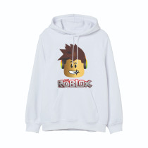 Al Amal Roblox Trendy  Kids Hoodie with logo Asymmetric neck Fleece Fabric Friendly to skin,Unisex adult White