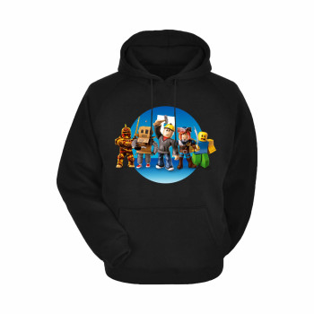 Al Amal Roblox kids Hoodie with logo Asymmetric neck Fleece Fabric Friendly to skin,Unisex kids Black