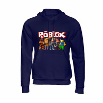 Al Amal Roblox kids Hoodie with logo Asymmetric neck Fleece Fabric Friendly to skin,Unisex kids Navy Blue