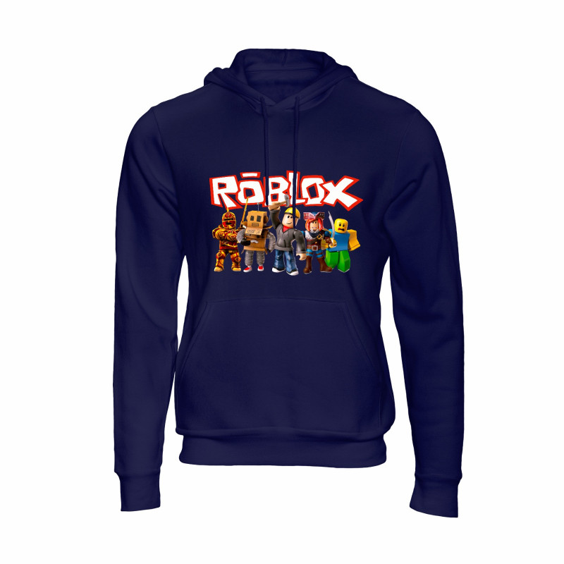 Al Amal Roblox kids Hoodie with logo Asymmetric neck Fleece Fabric Friendly to skin,Unisex kids Navy Blue