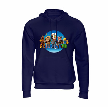 Al Amal Roblox kids Hoodie with logo Asymmetric neck Fleece Fabric Friendly to skin,Unisex kids Navy Blue