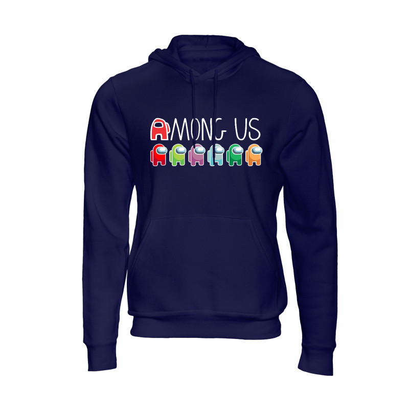 Al Amal Among us long sleeve Hodded Pullovers Asymmetric neck Fleece Fabric Friendly to skin/Unisex kids Navy Blue