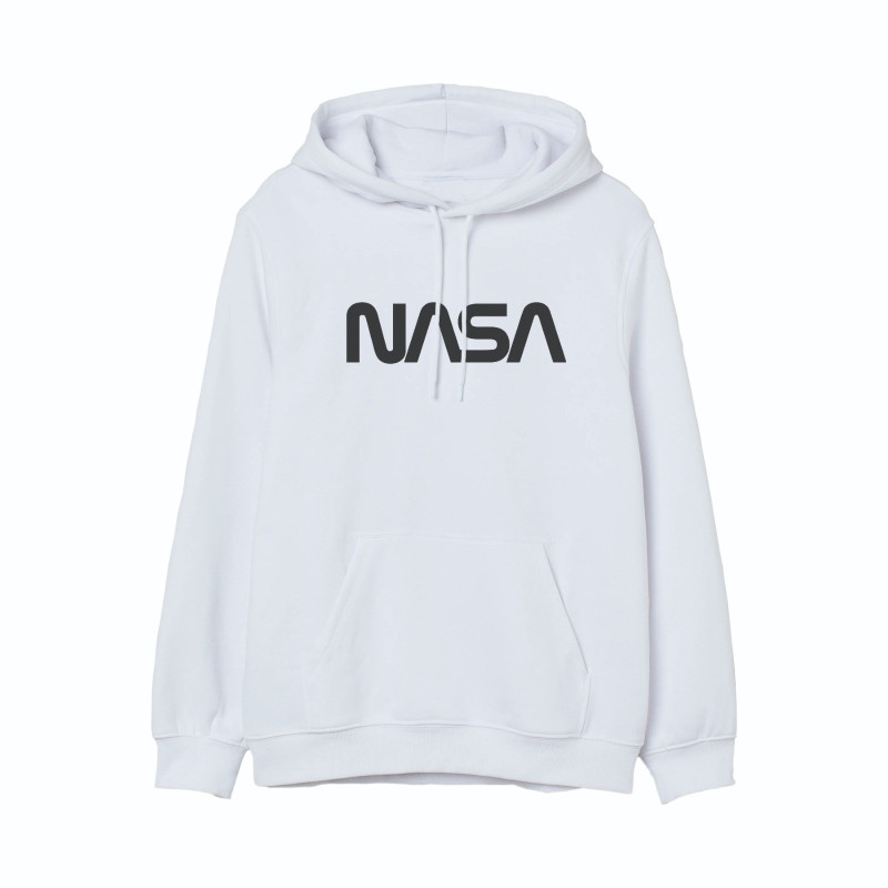 Al Amal NASA long sleeve Hodded Pulovers Asymmetric neck Fleece Fabric Friendly to skin,Unisex Kids White