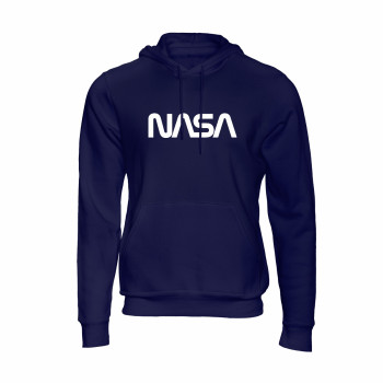 Al Amal NASA long sleeve Hodded Pulovers Asymmetric neck Fleece Fabric Friendly to skin,Unisex Adult Navy Blue