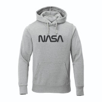 Al Amal NASA long sleeve Hodded Pulovers Asymmetric neck Fleece Fabric Friendly to skin,Unisex Adult Gray