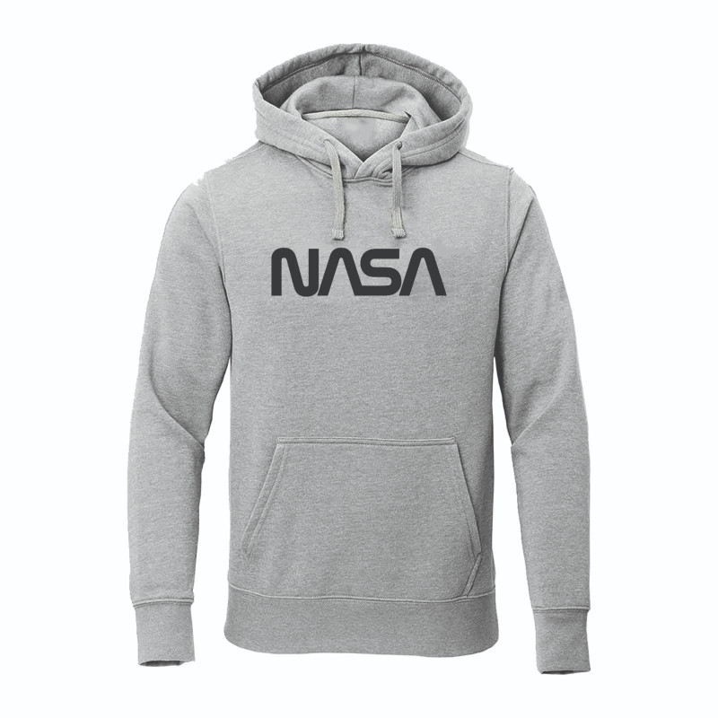 Al Amal NASA long sleeve Hodded Pulovers Asymmetric neck Fleece Fabric Friendly to skin,Unisex Adult Gray