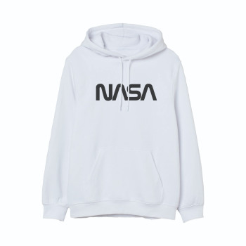 Al Amal NASA long sleeve Hodded Pulovers Asymmetric neck Fleece Fabric Friendly to skin,Unisex Adult White