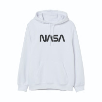 Al Amal NASA long sleeve Hodded Pulovers Asymmetric neck Fleece Fabric Friendly to skin,Unisex Adult White