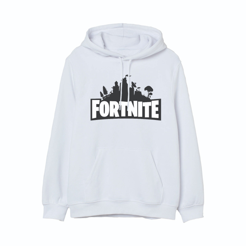 Al Amal Fortnite Trendy Hoodie 1 Asymmetric neck Fleece Fabric Friendly to skin,Unisex Kids White