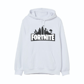 Al Amal Fortnite Trendy Hoodie 1 Asymmetric neck Fleece Fabric Friendly to skin,Unisex adult White