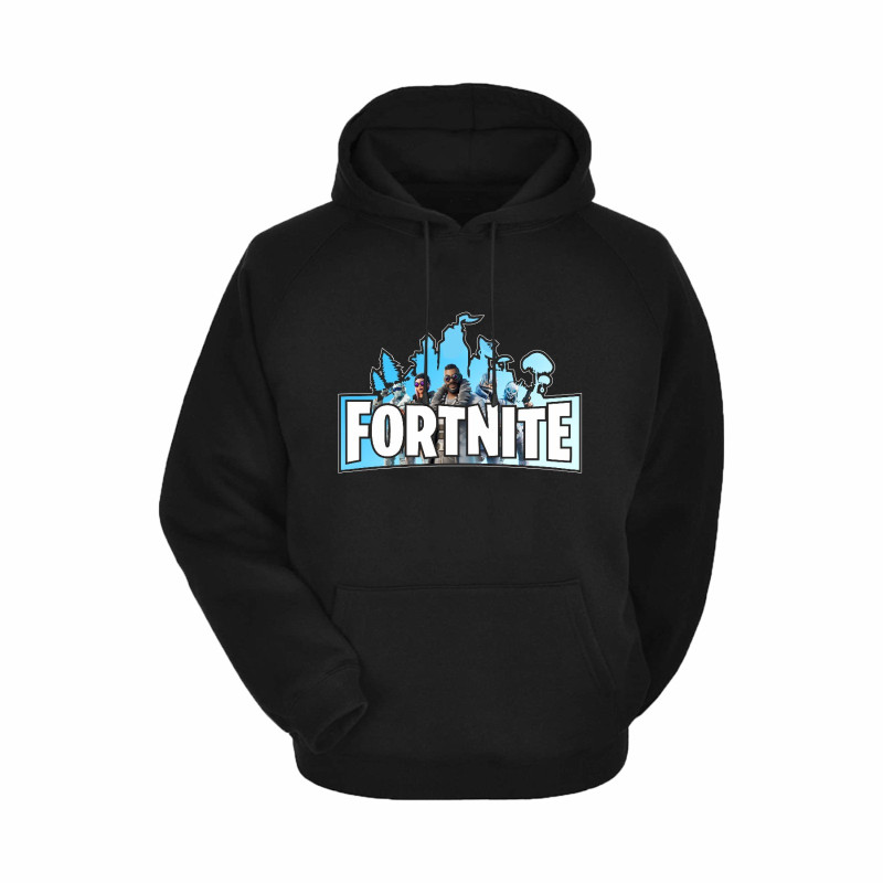 Al Amal Fortnite Trendy Hoodie Asymmetric neck Fleece Fabric Friendly to skin,Unisex Kids Black