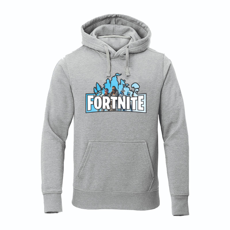 Al Amal Fortnite Trendy Hoodie Asymmetric neck Fleece Fabric Friendly to skin,Unisex Kids Gray