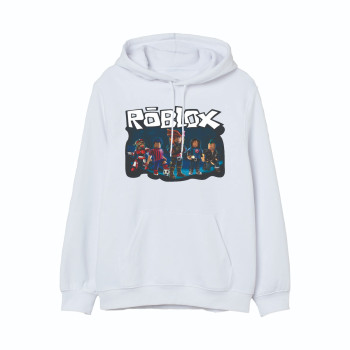 Al Amal Roblox kids Hoodie with logo Asymmetric neck Fleece Fabric Friendly to skin,Unisex kids White