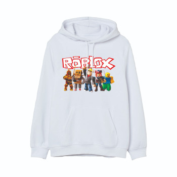 Al Amal Roblox kids Hoodie with logo Asymmetric neck Fleece Fabric Friendly to skin,Unisex kids White