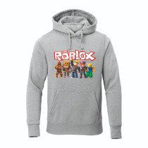 Al Amal Roblox kids Hoodie with logo Asymmetric neck Fleece Fabric Friendly to skin,Unisex adult Gray