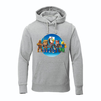 Al Amal Roblox kids Hoodie with logo Asymmetric neck Fleece Fabric Friendly to skin,Unisex adult Gray