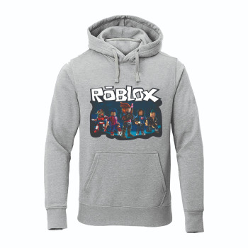 Al Amal Roblox kids Hoodie with logo Asymmetric neck Fleece Fabric Friendly to skin,Unisex adult Gray