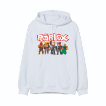 Al Amal Roblox kids Hoodie with logo Asymmetric neck Fleece Fabric Friendly to skin,Unisex adult White