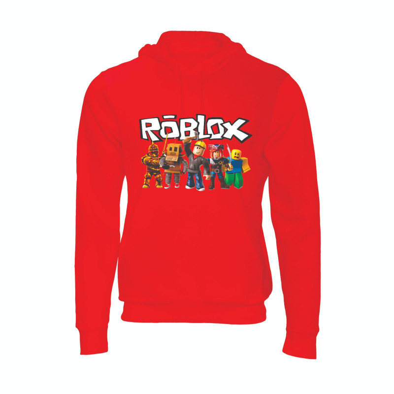Al Amal Roblox kids Hoodie with logo Asymmetric neck Fleece Fabric Friendly to skin,Unisex adult Red