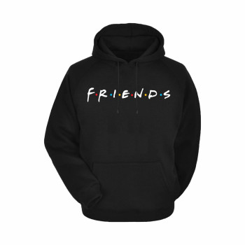 Al Amal Friends Casual Hoodie Asymmetric neck Fleece Fabric Friendly to skin,Unisex kids Black