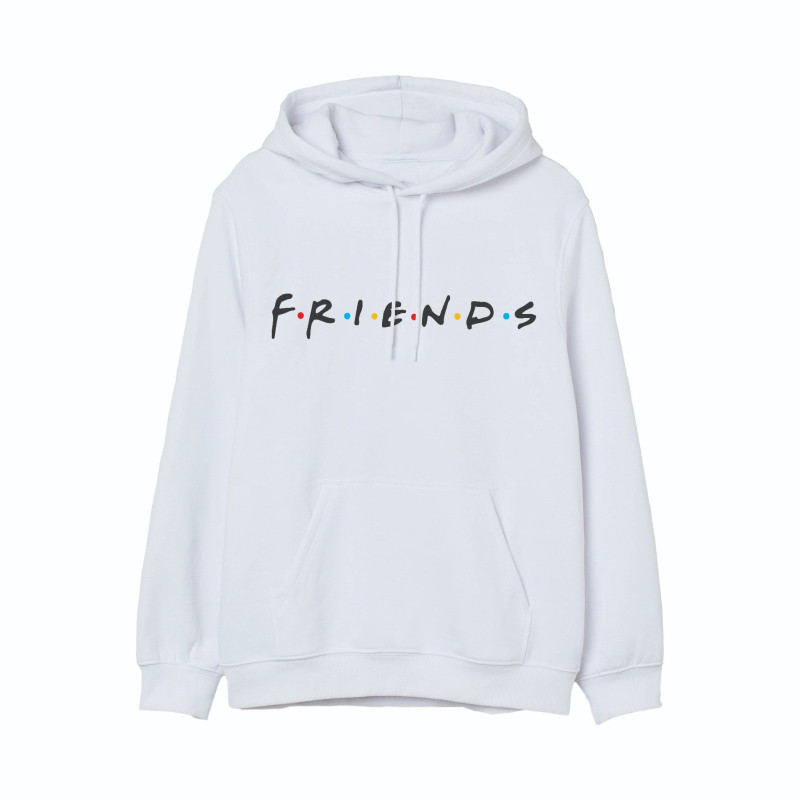 Al Amal Friends Casual Hoodie Asymmetric neck Fleece Fabric Friendly to skin,Unisex kids White