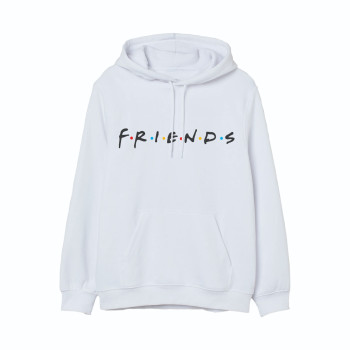 Al Amal Friends Casual Hoodie Asymmetric neck Fleece Fabric Friendly to skin,Unisex adult White