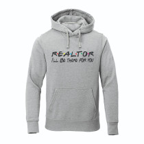 Al Amal Friends Trendy Hoodie With logo Asymmetric neck Fleece Fabric Friendly to skin,Unisex kids Gray