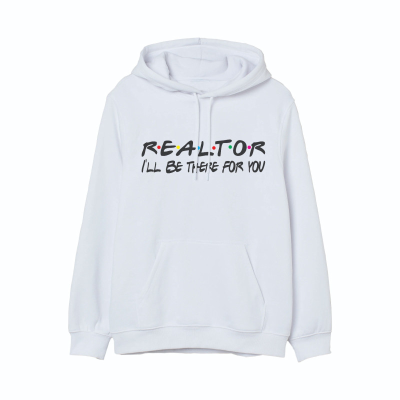 Al Amal Friends Trendy Hoodie With logo Asymmetric neck Fleece Fabric Friendly to skin,Unisex kids White