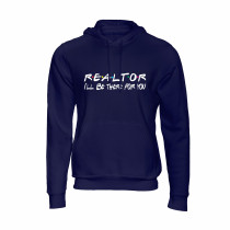 Al Amal Friends Trendy Hoodie With logo Asymmetric neck Fleece Fabric Friendly to skin,Unisex adult Navy Blue