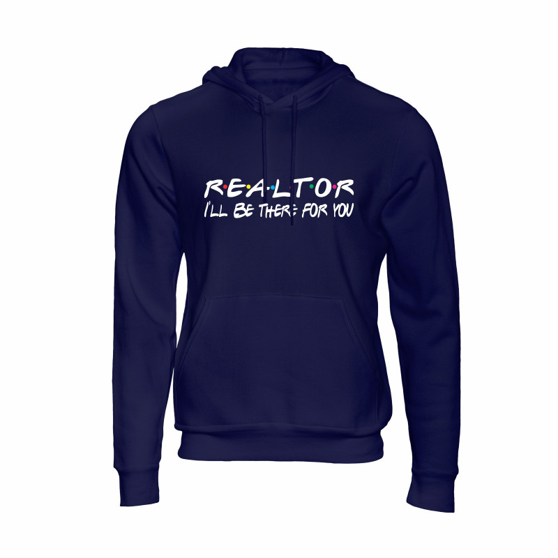 Al Amal Friends Trendy Hoodie With logo Asymmetric neck Fleece Fabric Friendly to skin,Unisex adult Navy Blue